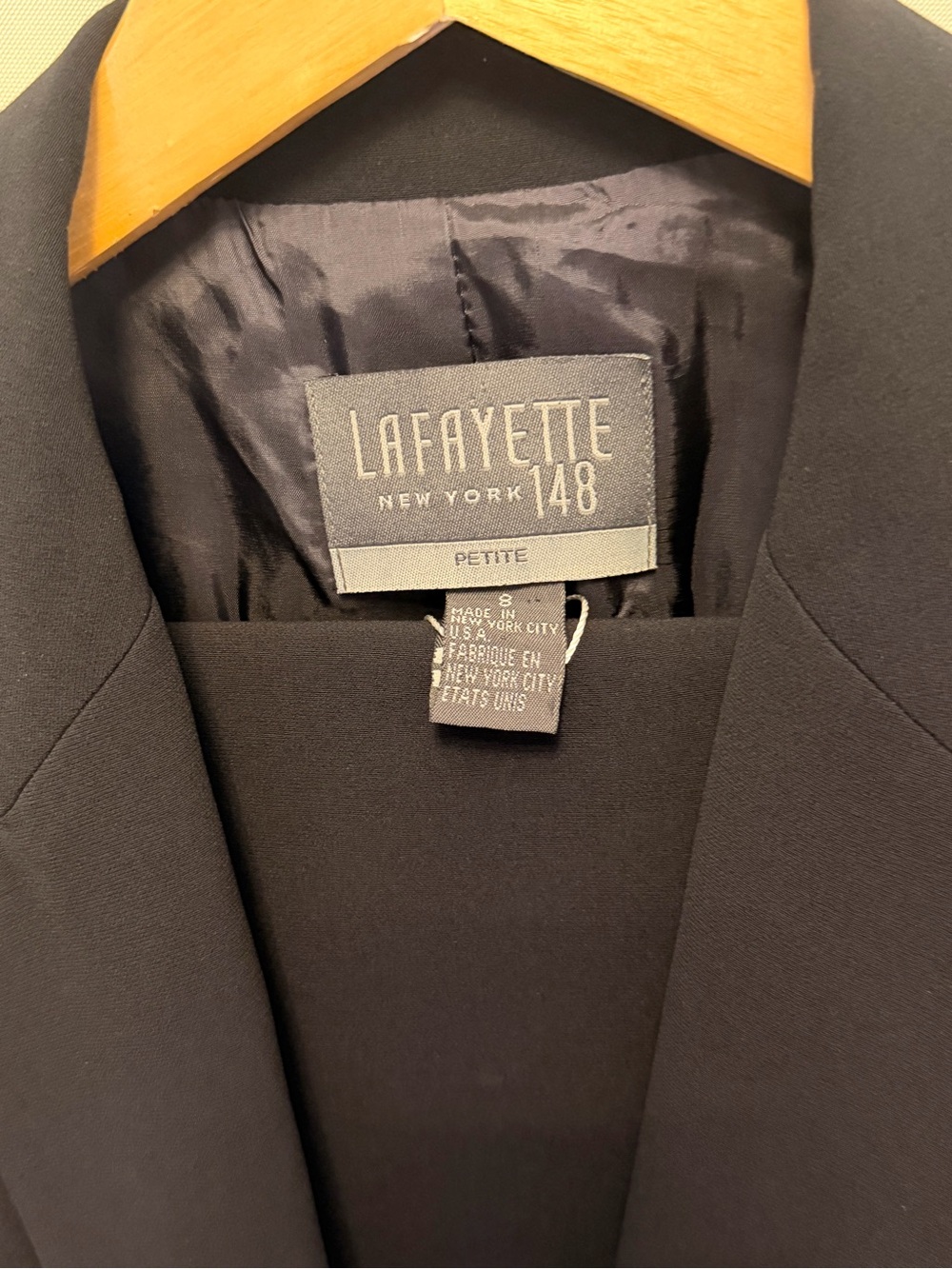 Lafayette 148 New York Black Petite Blazer with Clean Lapel